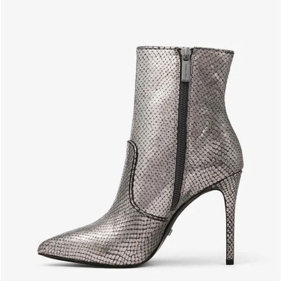 Michael Kors Blaine Metallic Embossed LeatherAnkle Boot - Picture 3 of 9